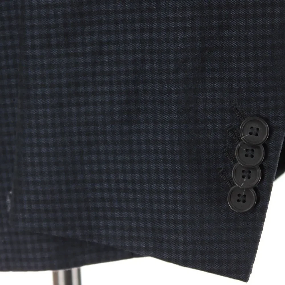 Z Zegna Sport Coat Size 52R 42R US in Dark Blue Degraded Check Linen/Cotton - Picture 3 of 7